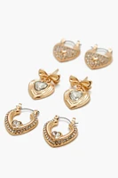 Heart Hoop & Drop Earring Set