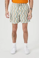 Wavy Striped Swim Trunks