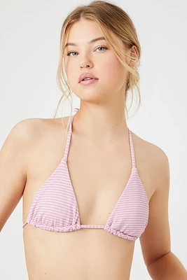 Shimmer Striped Triangle String Bikini Top