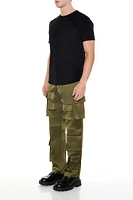 Slim-Fit Satin Cargo Pants