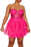 Plus Lace Bustier Mini Dress