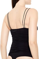 Lace-Trim Ruched Bodysuit