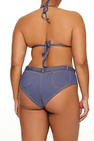 Plus Denim Bikini Bottoms