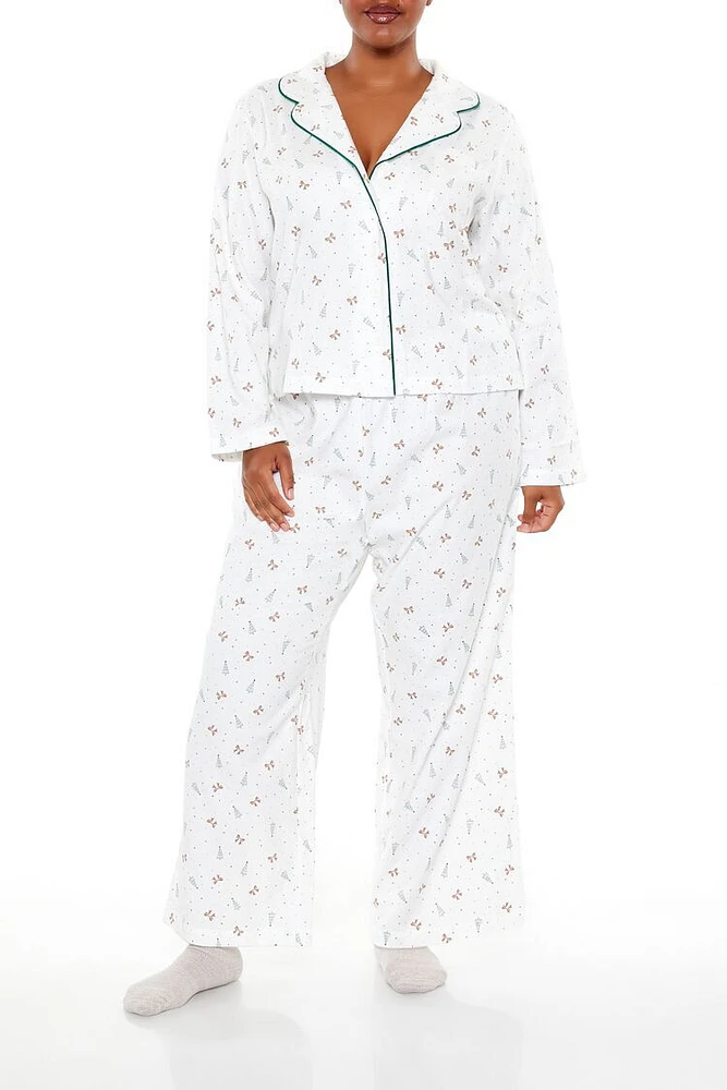 Plus Christmas Tree Shirt & Pants Pajama Set