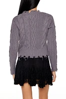 Distressed Cable Knit Sweater