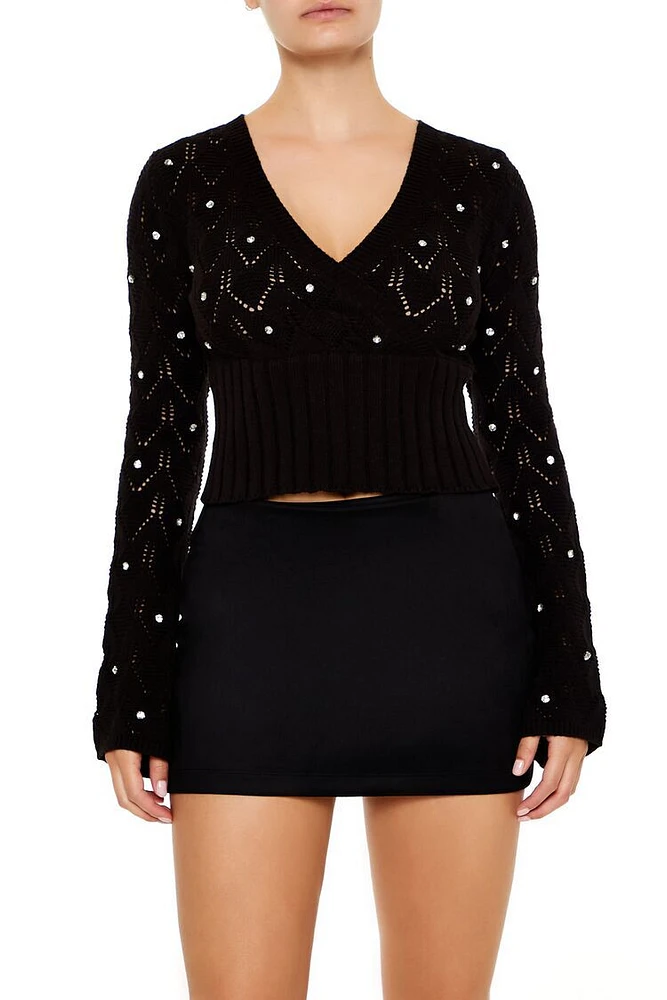 Rhinestone Cropped Sweater