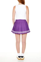 Varsity-Striped Pleated Mini Skirt