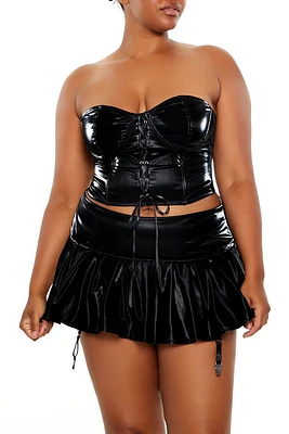 Plus Lace-Up Corset Tube Top