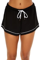 Piped-Trim Shirt & Shorts Pajama Set