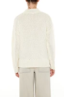 Fringe-Trim Mock Neck Sweater