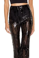 Sequin High-Rise Flare Pants