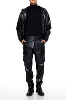 Slim-Fit Faux Leather Cargo Pants