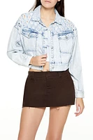 Bleach Wash Cropped Trucker Jacket