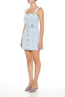 Button-Front Denim Mini Dress