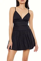 Ruched Bubble-Hem Mini Dress