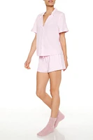 Piped-Trim Pajama Shirt & Shorts