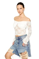 Sheer Lace Off-the-Shoulder Top