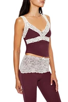 Ribbed Lace-Trim Cami