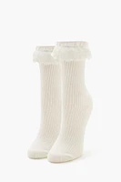 Ruffle-Trim Ribbed Crew Socks