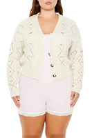 Plus Rosette Cardigan Sweater