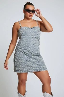 Plus Frayed Denim Cami Mini Dress