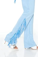 Rhinestone Fringe Faux Suede Pants