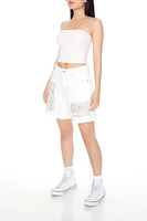 Threaded Denim Bermuda Shorts