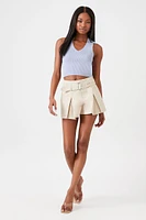 Belted Twill Mid-Rise Shorts