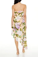 Asymmetrical Floral Midi Dress