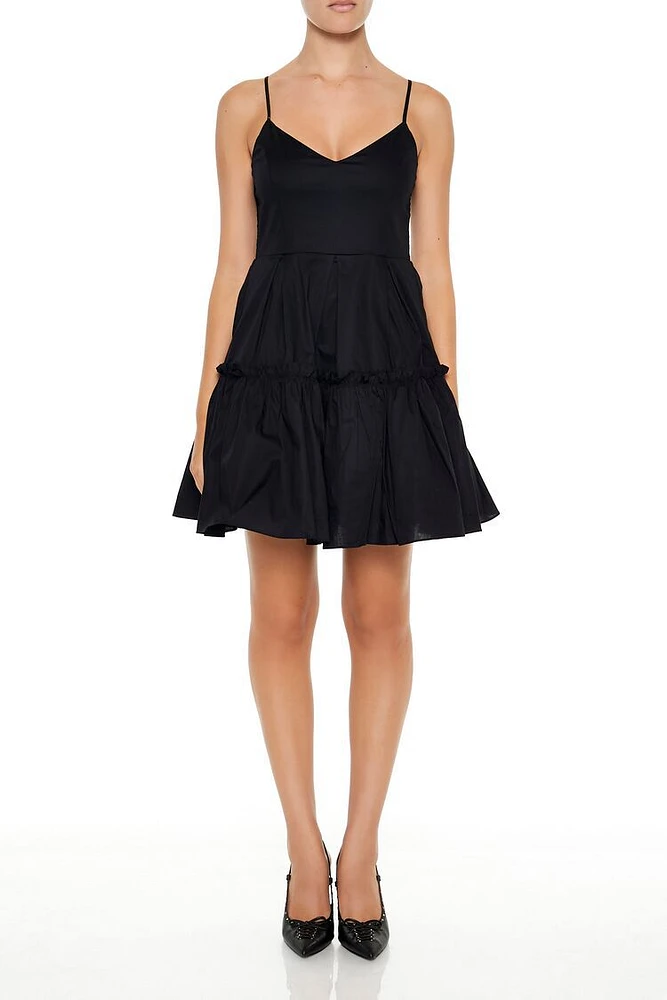 Pleated Flounce Cami Mini Dress