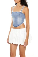 Lace-Trim Denim Bustier Cami