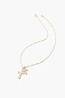 Rhinestone Cross Charm Necklace