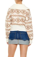 Geo Print Half-Zip Sweater