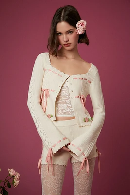 Betsey Johnson Rosette Cardigan Sweater