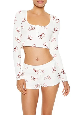 Bow Print Pajama Crop Top