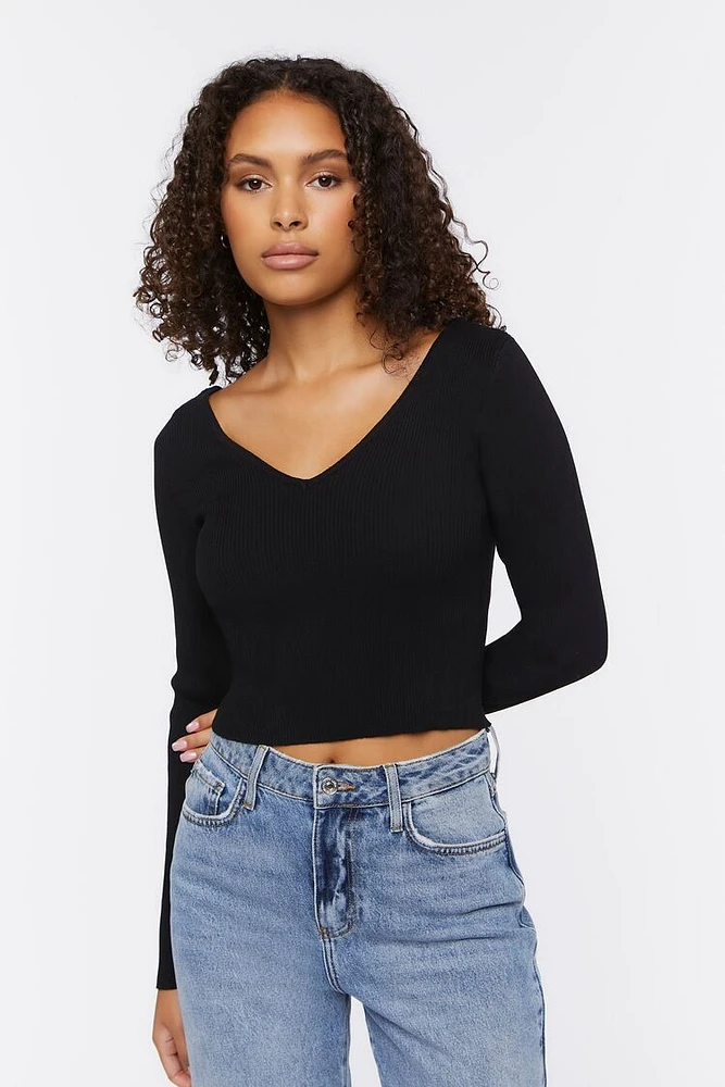 Ribbed Cropped Fitted Sweater