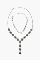 Faux Stone Y-Chain Necklace Set