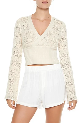 Cropped Pointelle Sweater