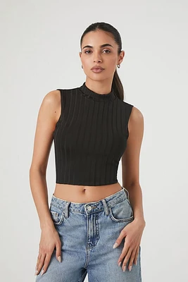 Ribbed Knit Cutout Tie-Back Crop Top