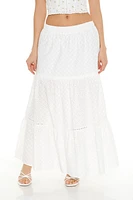 Eyelet Tiered Maxi Skirt