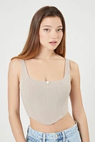Ribbed Rose Cropped Bustier Top