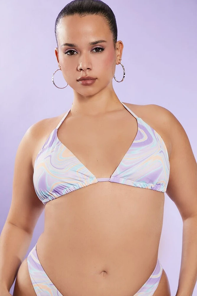 Plus Oil Slick String Bikini Top