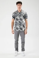 Ornate Print Curved-Hem Shirt