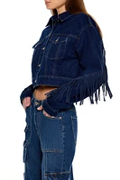 Fringe-Trim Denim Jacket