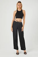 Satin Strappy Mid-Rise Pants