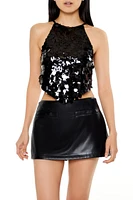 Sequin Halter Crop Top