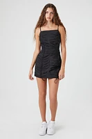 Ruched Toggle Drawstring Mini Dress