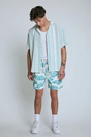 Twill Cityscape Print Volley Shorts