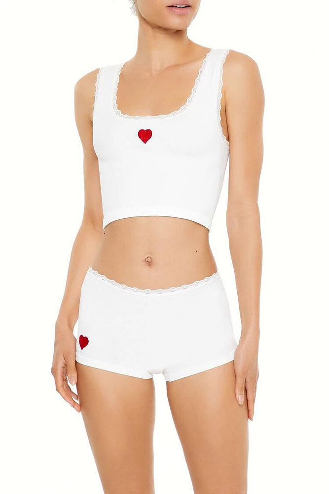 Seamless Heart Embroidered Bralette