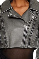 Cropped Faux Leather Moto Jacket